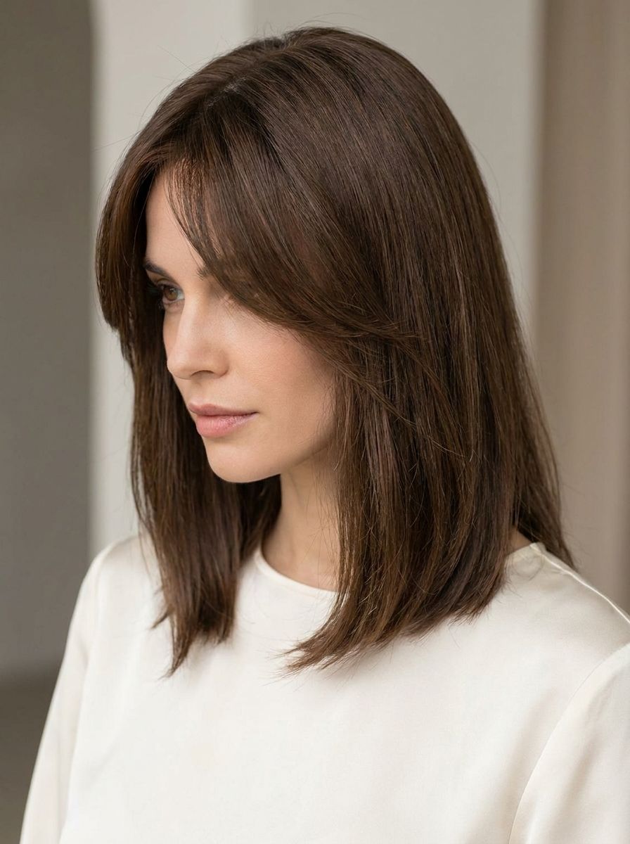 Long Bob mit langem Seitenpony - Long Bob mit Pony